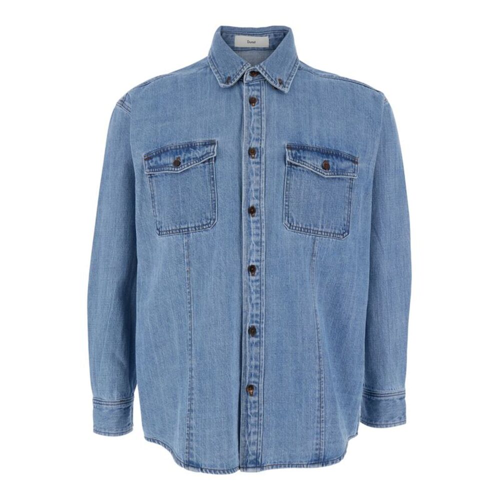Dunst Men Blue Jacket With Patch Pockets On The Chest In Denim Man